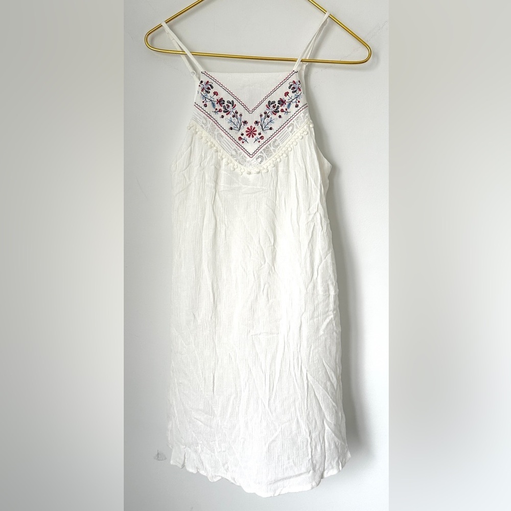 NWT Three Pink Hearts Ivory High Neck Floral Embroidery Boho Dress Juniors Small